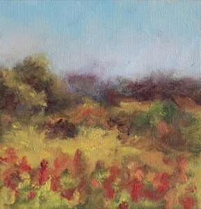 "impressionistic landscape" oil on canvas 10 x 10 cm