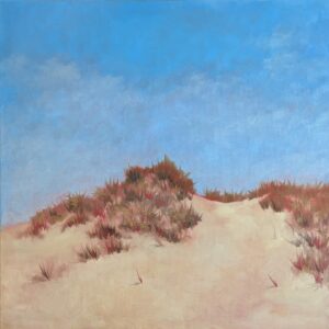 Duinlandschap Burgh-Haamstede – olieverfschilderij op linnen, 80 × 80 cm, contemporary Dutch coastal landscape painting by Stephanie van der Klooster